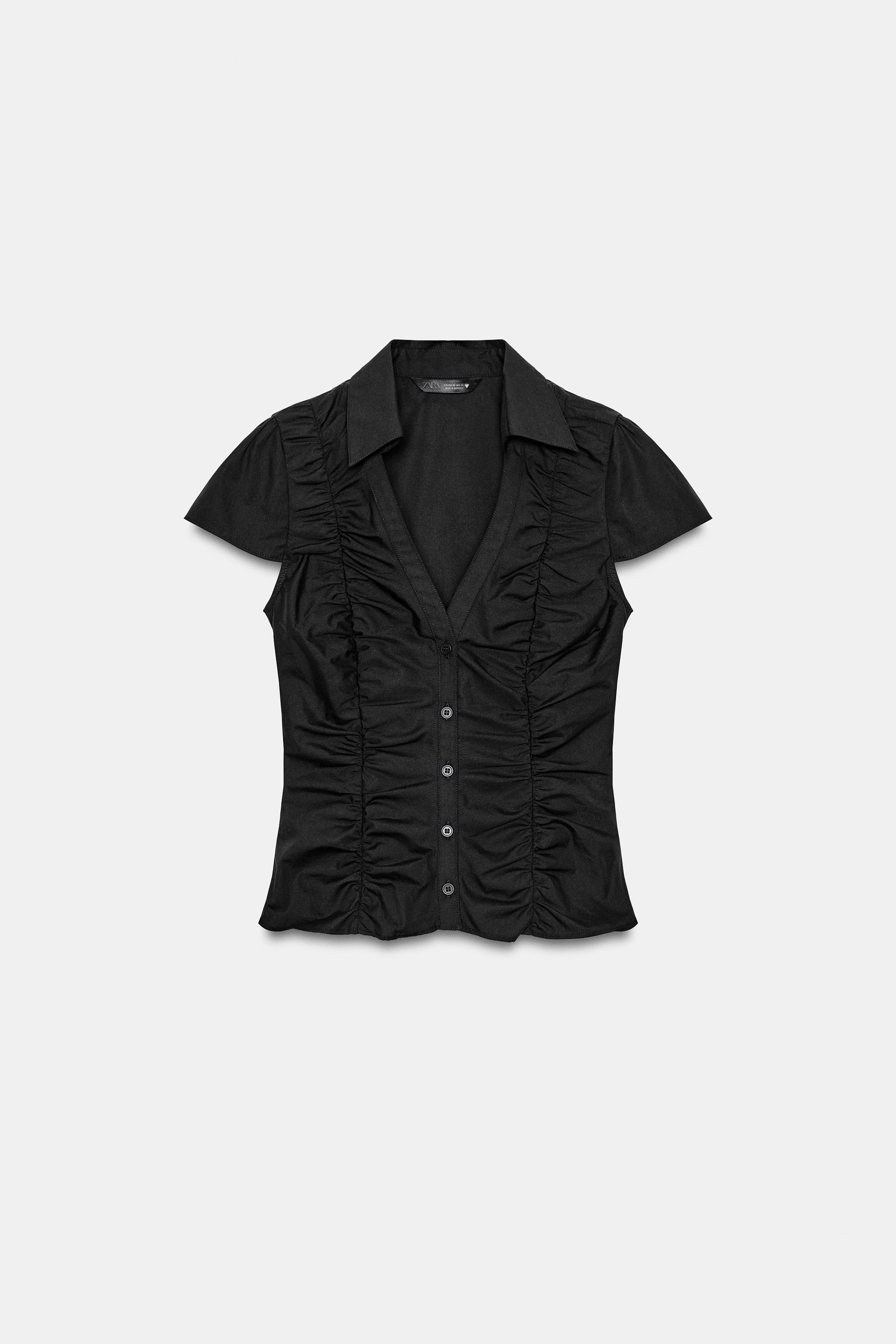 RUCHED POPLIN TOP